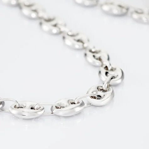 Bracelet Grain de Café 10mm – Chaîne Acier Inoxydable Argenté Homme et Femme - Bijou Graine de Café - Colliergrainedecafe.fr