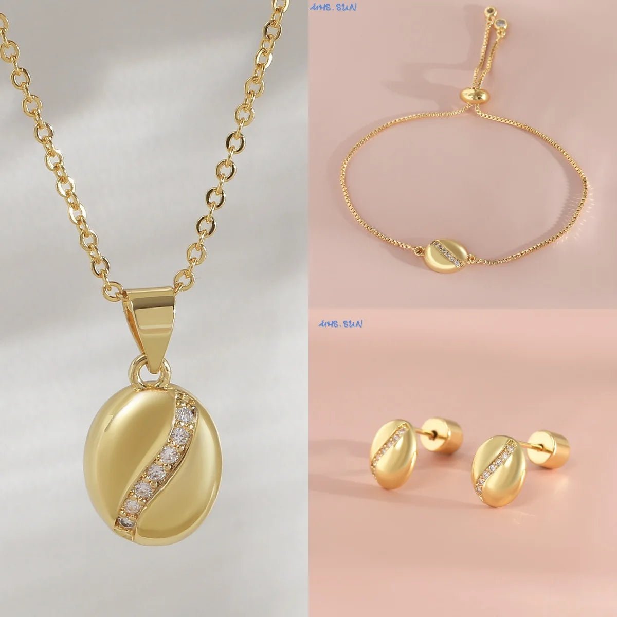 Collier Pendentif Grain de Café – Chaîne Fine Plaquée Or 22K Femme - Bijou Graine de Café - Colliergrainedecafe.fr