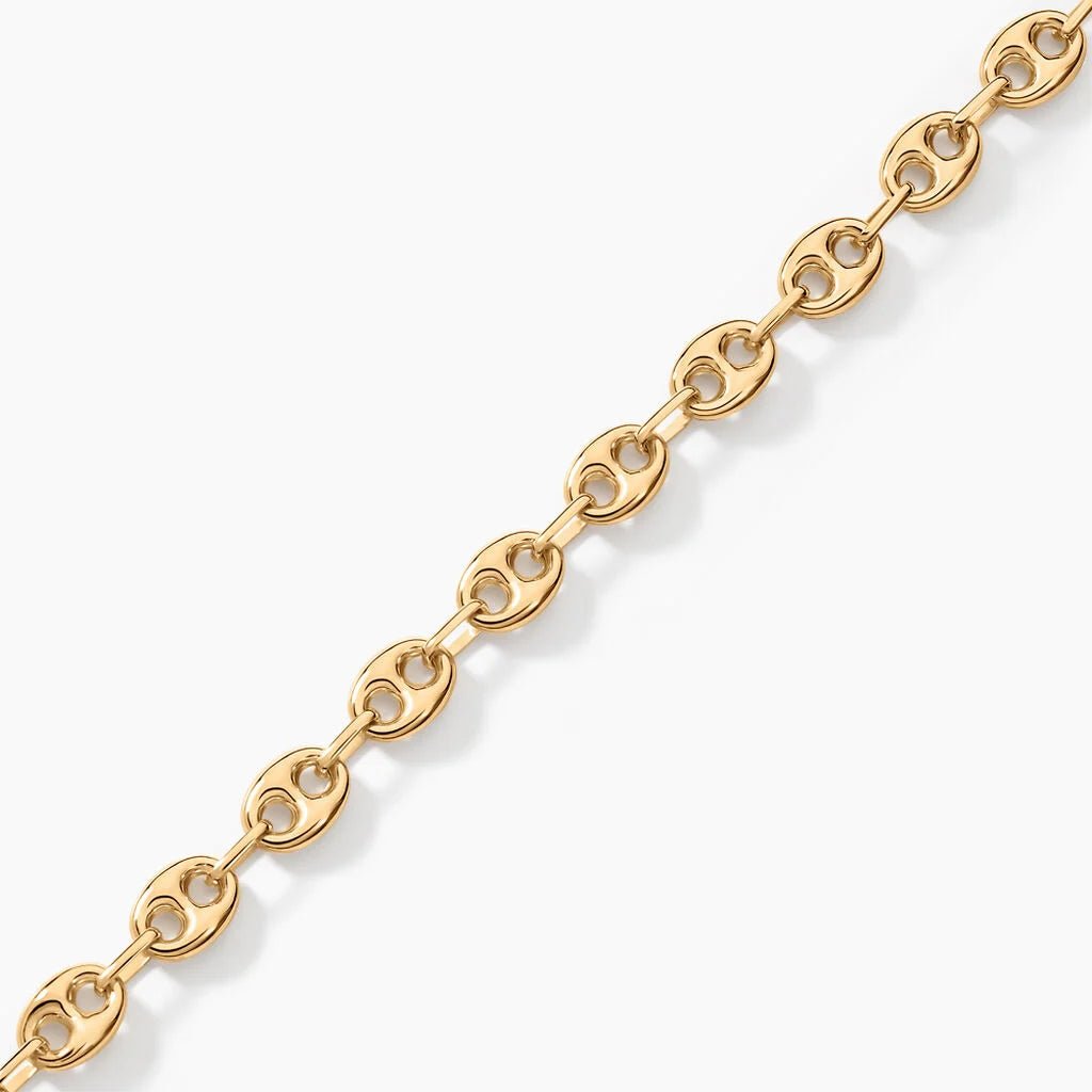 Chaîne de Cheville Grain de Café 10mm – Acier Inoxydable Doré Femme et Homme - Bijou Graine de Café - Colliergrainedecafe.fr