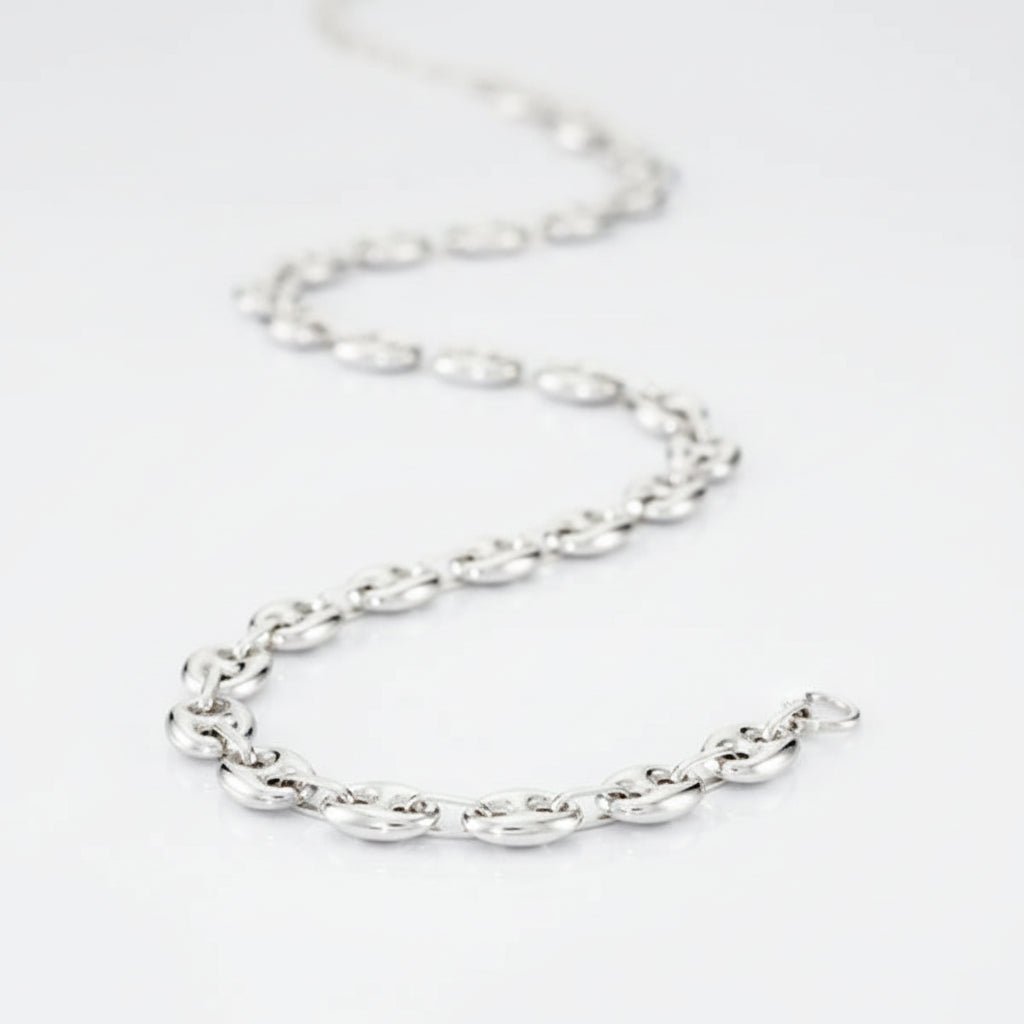Collier Grain de Café 8mm – Chaîne Acier Inoxydable Argenté Homme et Femme - Bijou Graine de Café - Colliergrainedecafe.fr