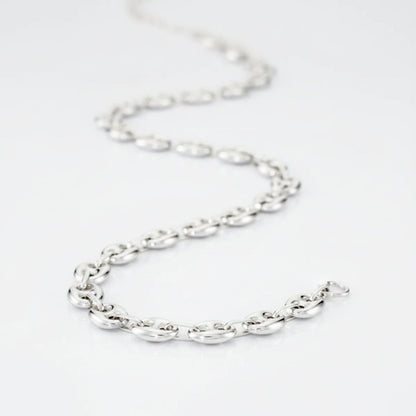 Collier Grain de Café 8mm – Chaîne Acier Inoxydable Argenté Homme et Femme - Bijou Graine de Café - Colliergrainedecafe.fr