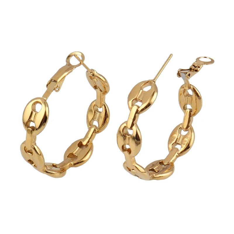 Créoles géométriques acier inoxydable – Boucles d'oreilles tendance pour femme - Bijou Graine de Café - Colliergrainedecafe.fr