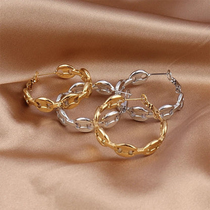 Créoles géométriques acier inoxydable – Boucles d'oreilles tendance pour femme - Bijou Graine de Café - Colliergrainedecafe.fr