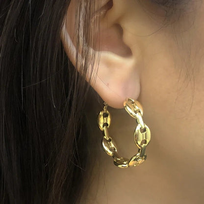 Créoles géométriques acier inoxydable – Boucles d'oreilles tendance pour femme - Bijou Graine de Café - Colliergrainedecafe.fr
