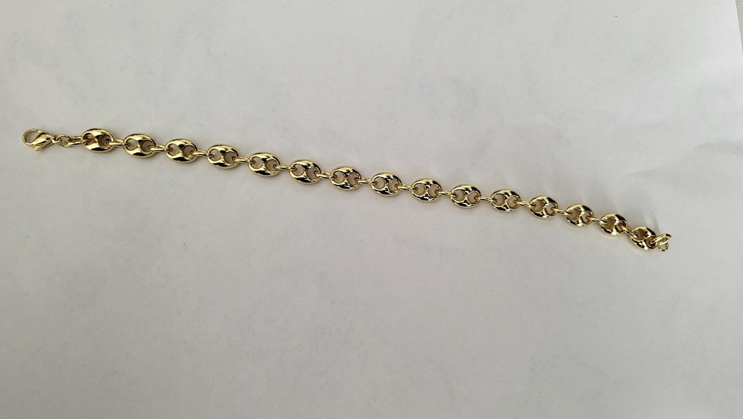 Bracelet Grain de Café 10mm – Chaîne Acier Inoxydable Doré Homme et Femme - Bijou Graine de Café - Colliergrainedecafe.fr