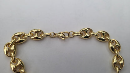 Bracelet Grain de Café 10mm – Chaîne Acier Inoxydable Doré Homme et Femme - Bijou Graine de Café - Colliergrainedecafe.fr