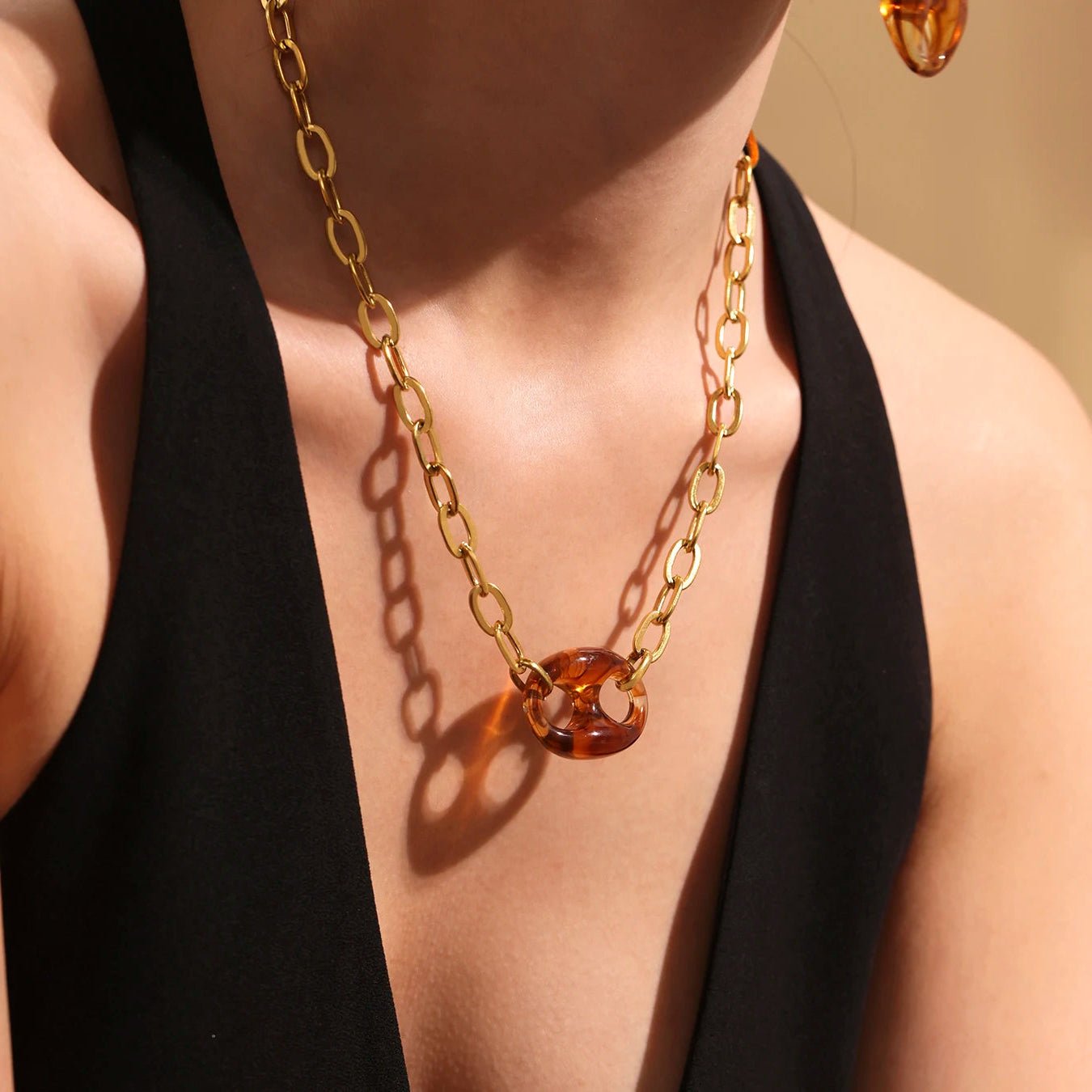 Collier Graine Café Résine Colorée Original – Set Bijoux Femme Acier Inoxydable - Bijou Graine de Café - Colliergrainedecafe.fr