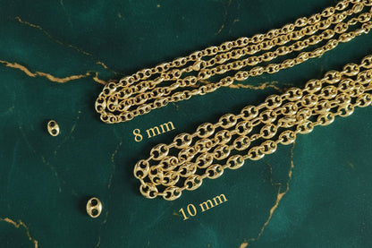 Collier Grain de Café 10mm – Chaîne Acier Inoxydable Doré Homme et Femme - Bijou Graine de Café - Colliergrainedecafe.fr