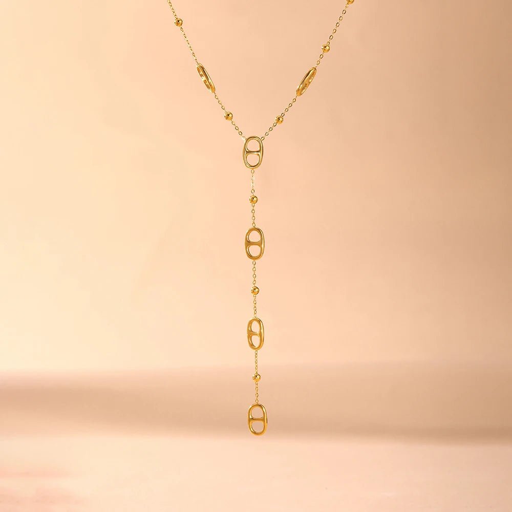 Collier Long Grain de Café – Chaîne Acier Inoxydable Plaqué Or ou argent - Bijou Graine de Café - Colliergrainedecafe.fr
