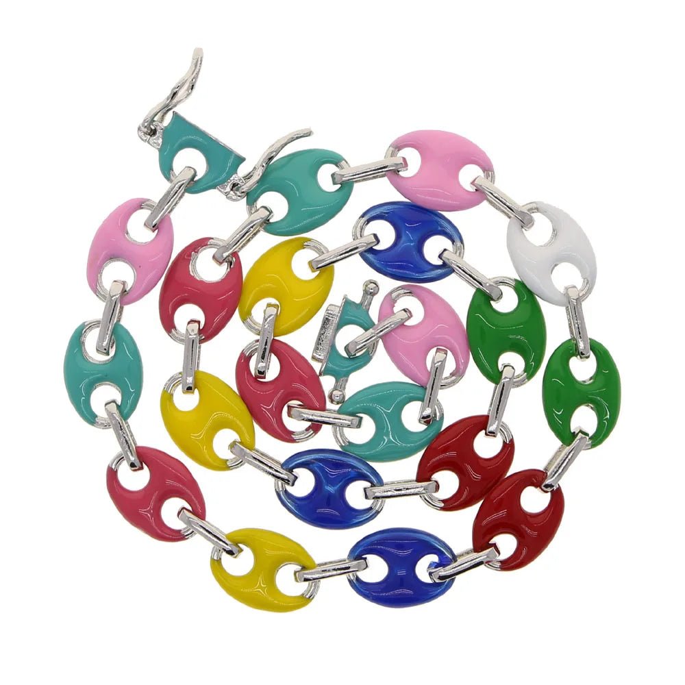 Collier Graine de Café Femme – Chaîne Perles Colorées Acier Doré - Bijou Graine de Café - Colliergrainedecafe.fr
