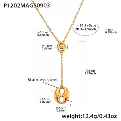 Collier Y Acier Inoxydable 18K Plaqué Or Femme – Chaîne Lariat Pendentif - Bijou Graine de Café - Colliergrainedecafe.fr