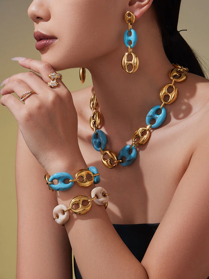 Collier Résine Femme – Bracelet Résine & Boucles d'Oreilles Résine | Parure 3 Pièces - Bijou Graine de Café - Colliergrainedecafe.fr