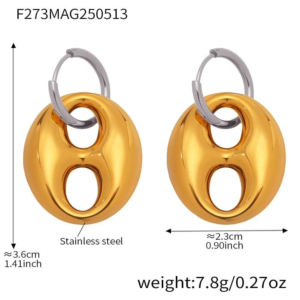 Boucles d'oreilles Graine de Café | Acier Inoxydable Plaqué Or 18K - Bijou Graine de Café - Colliergrainedecafe.fr