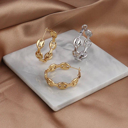 Créoles géométriques acier inoxydable – Boucles d'oreilles tendance pour femme - Bijou Graine de Café - Colliergrainedecafe.fr