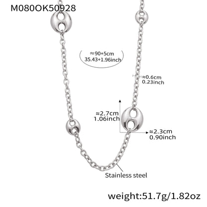 Collier Chaîne Épaisse 95cm Acier Inoxydable Plaqué Or Femme – Pendentif Ovale Hip - Hop - Bijou Graine de Café - Colliergrainedecafe.fr