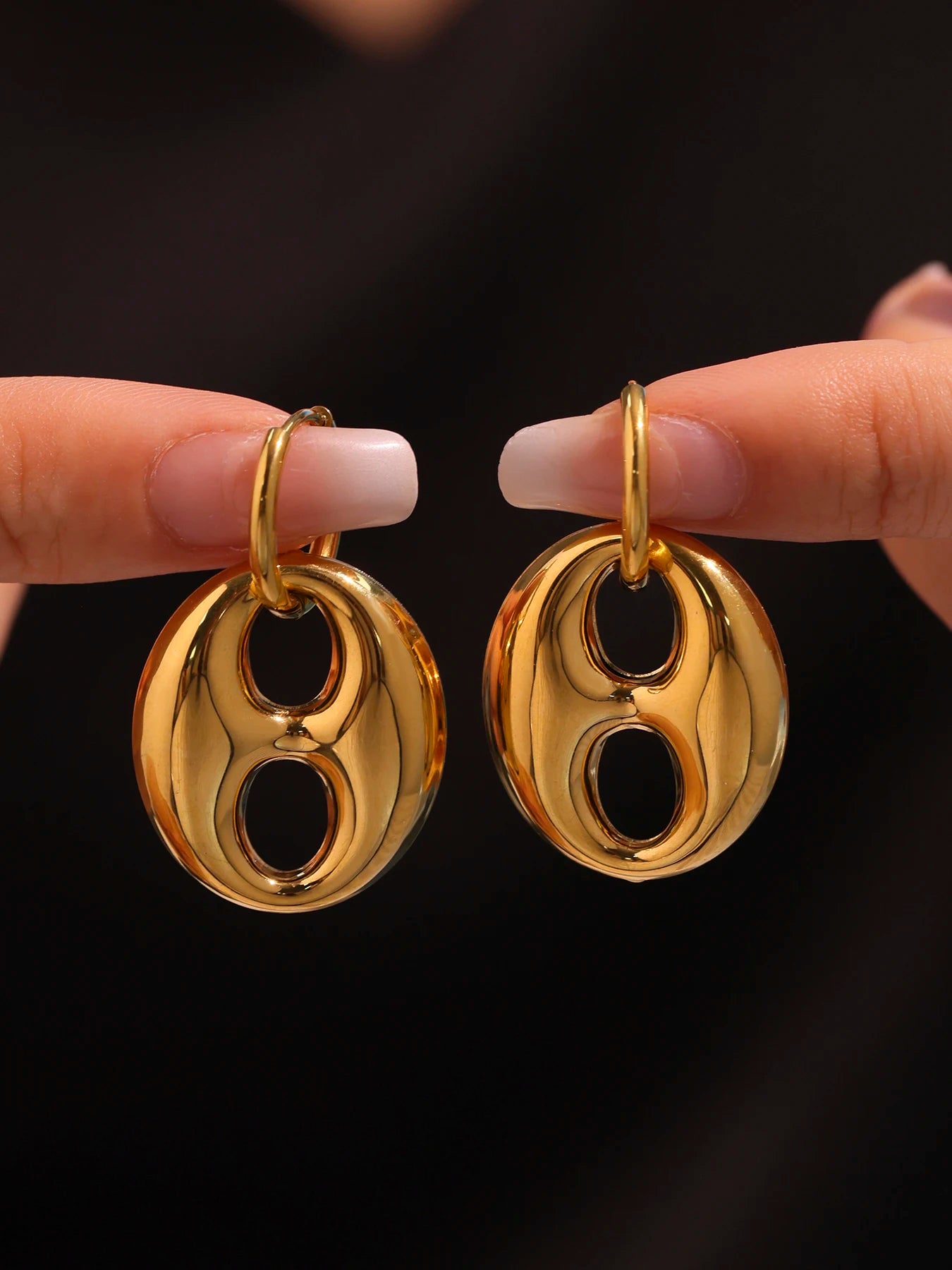 Boucles d'oreilles Graine de Café | Acier Inoxydable Plaqué Or 18K - Bijou Graine de Café - Colliergrainedecafe.fr