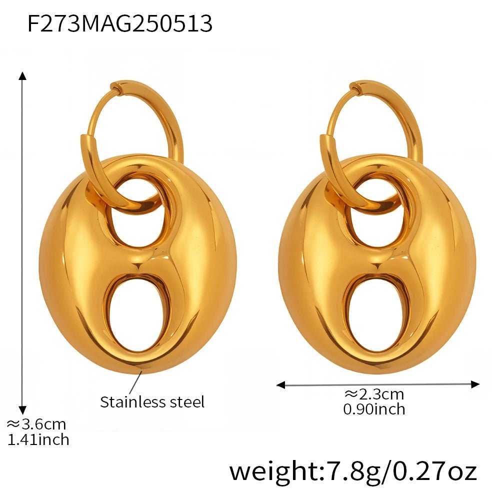 Boucles d'oreilles Graine de Café | Acier Inoxydable Plaqué Or 18K - Bijou Graine de Café - Colliergrainedecafe.fr