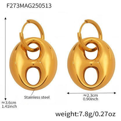 Boucles d'oreilles Graine de Café | Acier Inoxydable Plaqué Or 18K - Bijou Graine de Café - Colliergrainedecafe.fr
