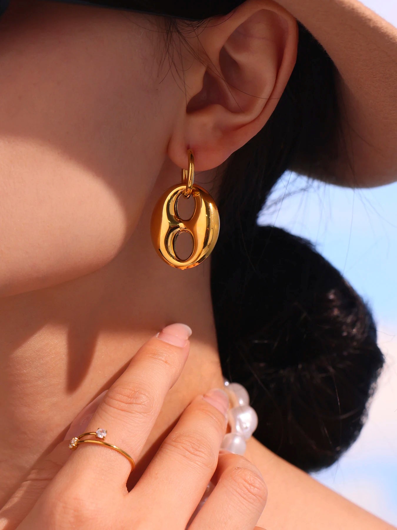 Boucles d'oreilles Graine de Café | Acier Inoxydable Plaqué Or 18K - Bijou Graine de Café - Colliergrainedecafe.fr
