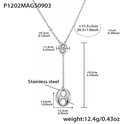 Collier Y Acier Inoxydable 18K Plaqué Or Femme – Chaîne Lariat Pendentif - Bijou Graine de Café - Colliergrainedecafe.fr