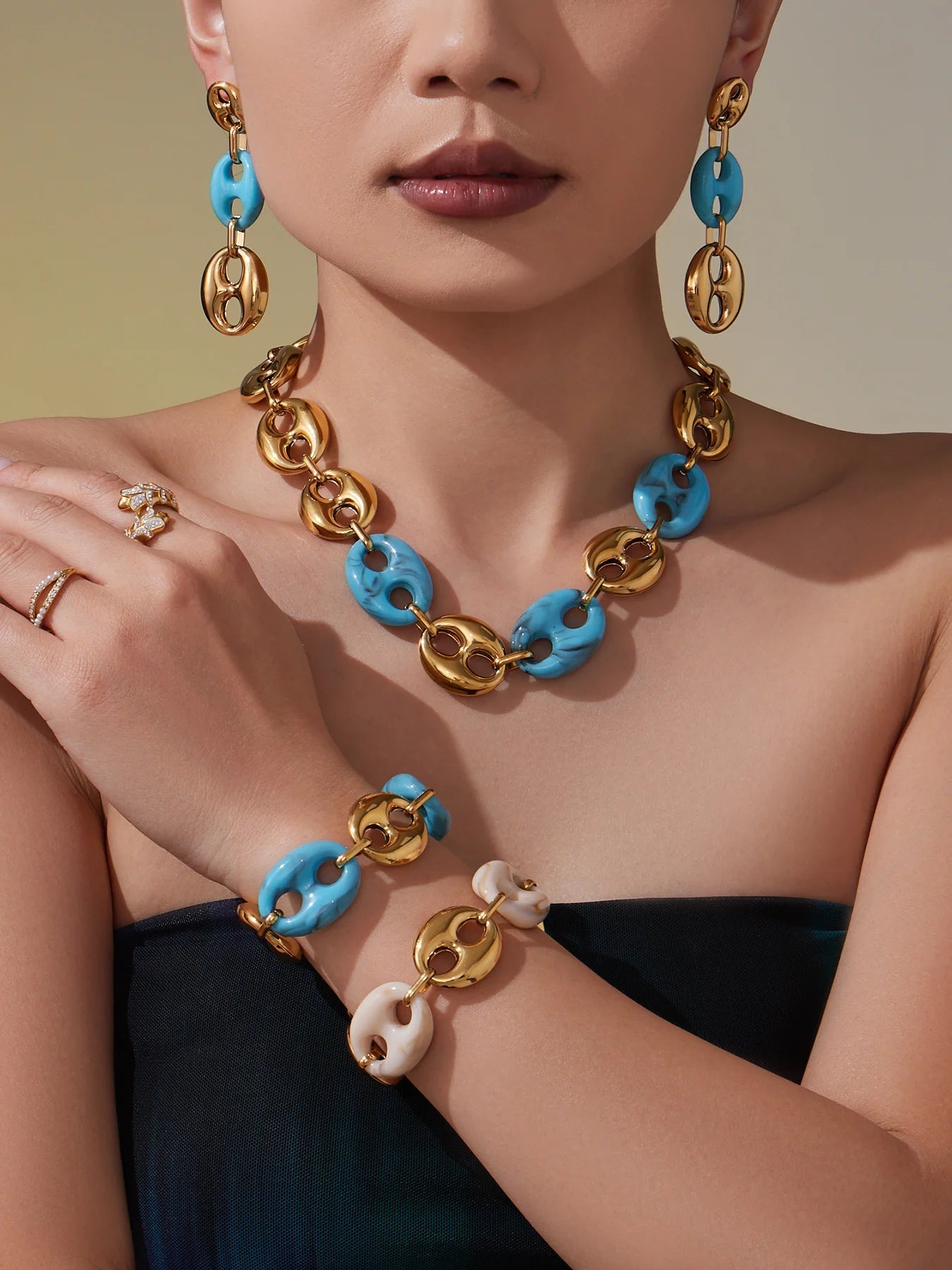 Collier Résine Femme – Bracelet Résine & Boucles d'Oreilles Résine | Parure 3 Pièces - Bijou Graine de Café - Colliergrainedecafe.fr
