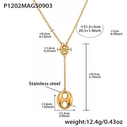 Chaine y graine de cafe 18K Plaqué Or Femme – Chaîne Lariat Pendentif - Bijou Graine de Café - Colliergrainedecafe.fr