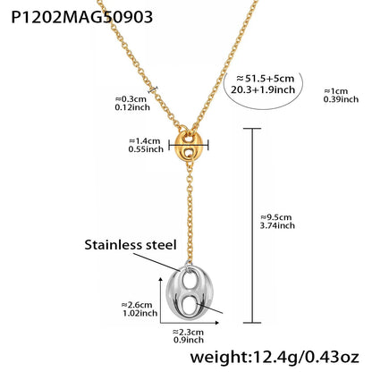 Collier Y Acier Inoxydable 18K Plaqué Or Femme – Chaîne Lariat Pendentif - Bijou Graine de Café - Colliergrainedecafe.fr