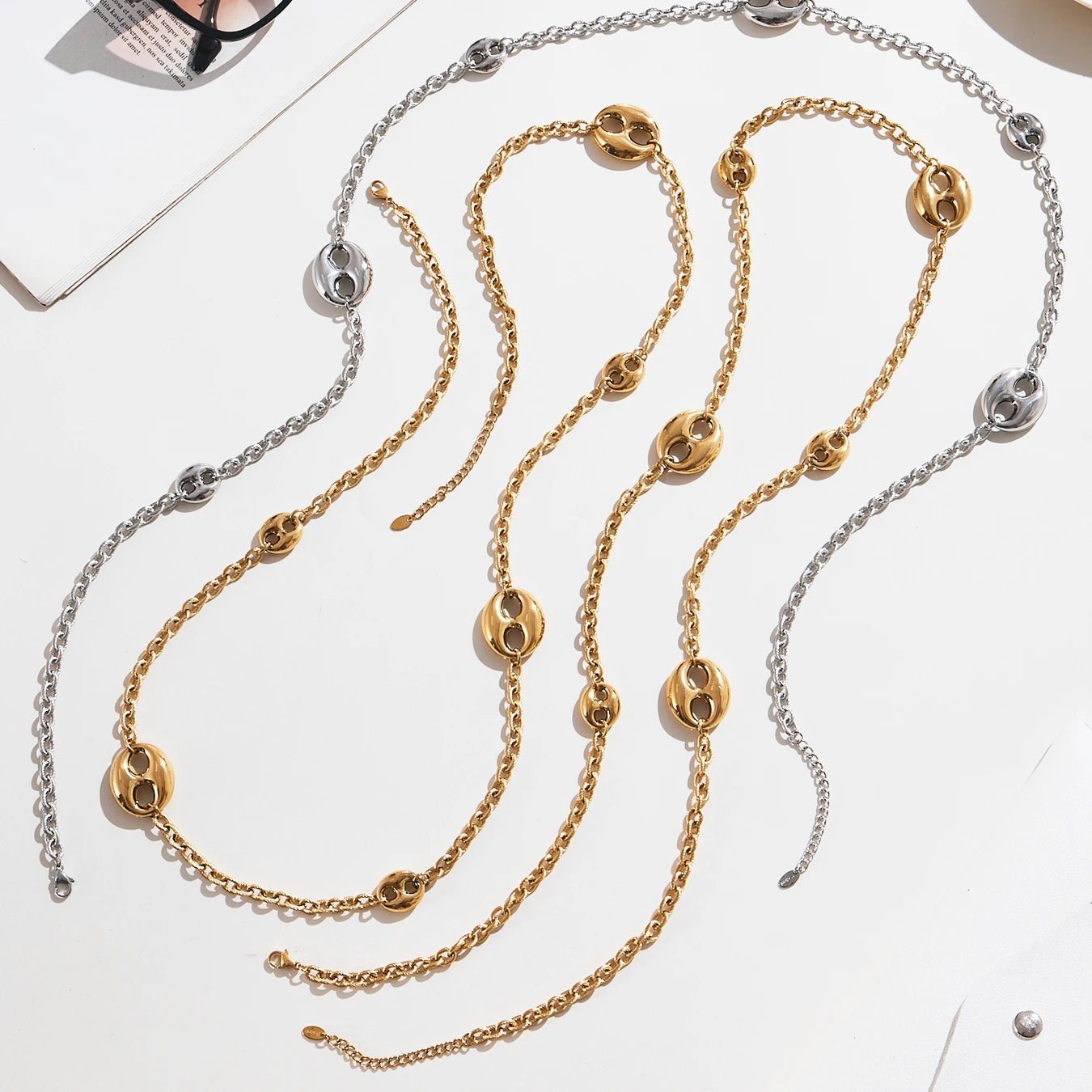 Collier Chaîne Épaisse 95cm Acier Inoxydable Plaqué Or Femme – Pendentif Ovale Hip - Hop - Bijou Graine de Café - Colliergrainedecafe.fr