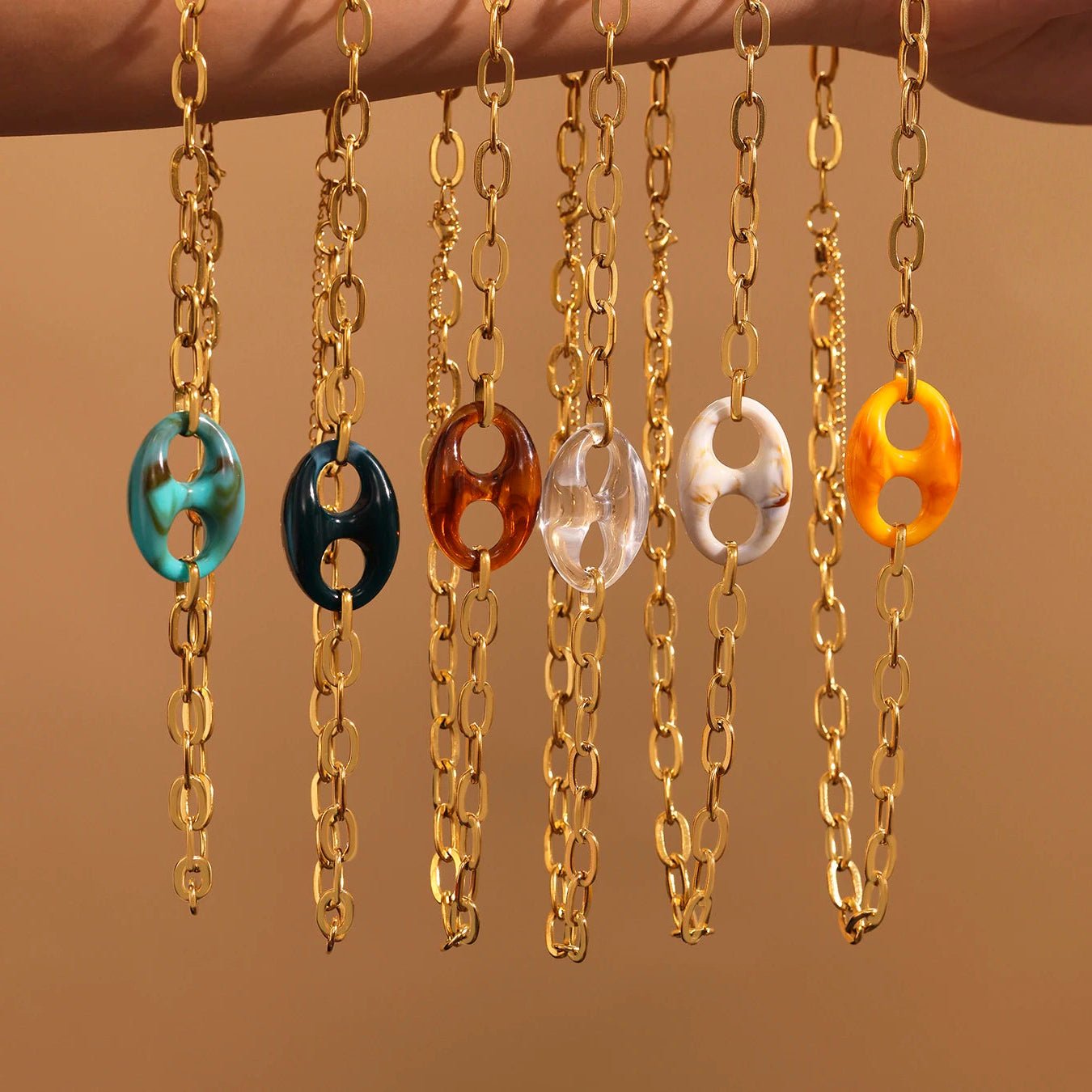 Collier Graine Café Résine Colorée Original – Set Bijoux Femme Acier Inoxydable - Bijou Graine de Café - Colliergrainedecafe.fr
