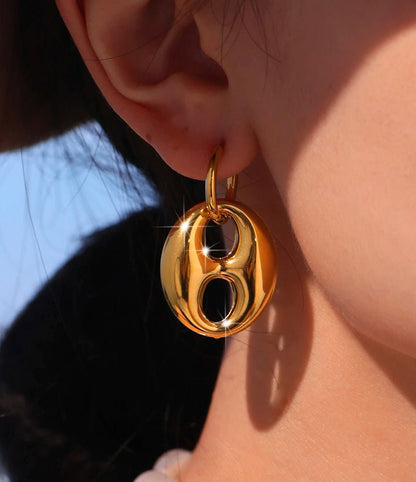 Boucles d'oreilles Graine de Café | Acier Inoxydable Plaqué Or 18K - Bijou Graine de Café - Colliergrainedecafe.fr