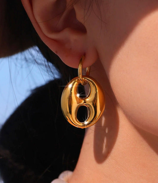 Boucles d'oreilles Graine de Café | Acier Inoxydable Plaqué Or 18K - Bijou Graine de Café - Colliergrainedecafe.fr