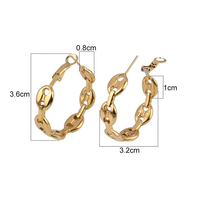 Créoles géométriques acier inoxydable – Boucles d'oreilles tendance pour femme - Bijou Graine de Café - Colliergrainedecafe.fr