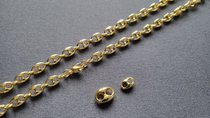 Collier Grain de Café 8mm – Chaîne Acier Inoxydable Doré Homme et Femme - Bijou Graine de Café - Colliergrainedecafe.fr