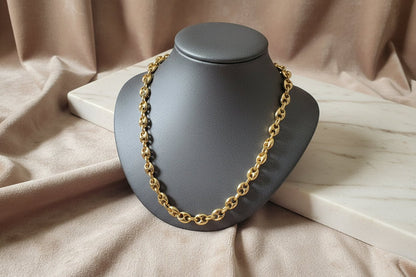 Collier Grain de Café 10mm – Chaîne Acier Inoxydable Doré Homme et Femme - Bijou Graine de Café - Colliergrainedecafe.fr