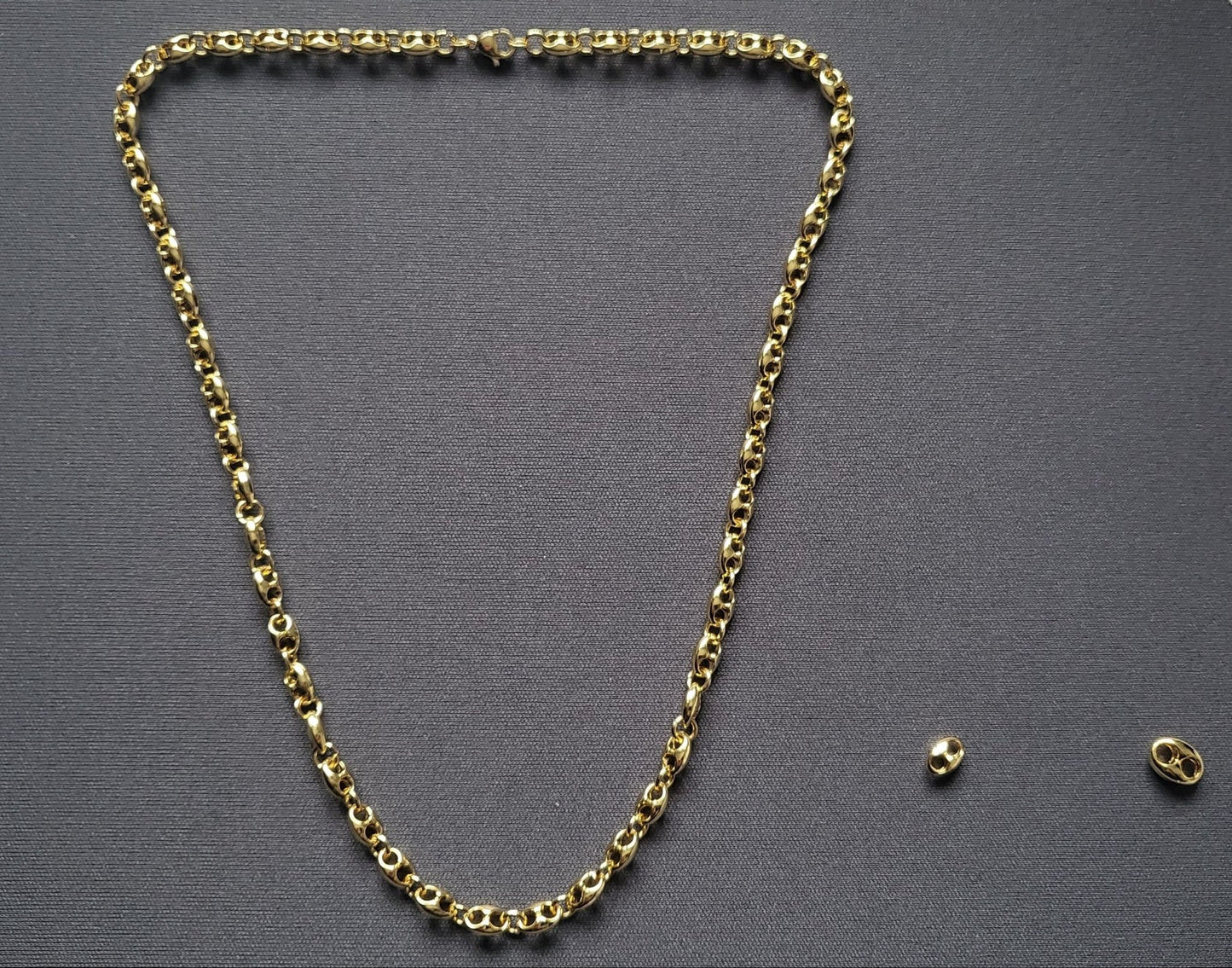 Collier Grain de Café 8mm – Chaîne Acier Inoxydable Doré Homme et Femme - Bijou Graine de Café - Colliergrainedecafe.fr