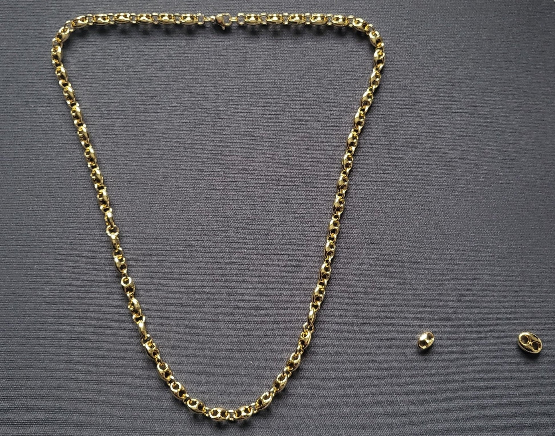 Collier Grain de Café 8mm – Chaîne Acier Inoxydable Doré Homme et Femme - Bijou Graine de Café - Colliergrainedecafe.fr