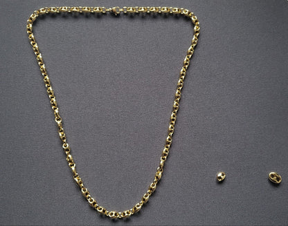 Collier Grain de Café 8mm – Chaîne Acier Inoxydable Doré Homme et Femme - Bijou Graine de Café - Colliergrainedecafe.fr