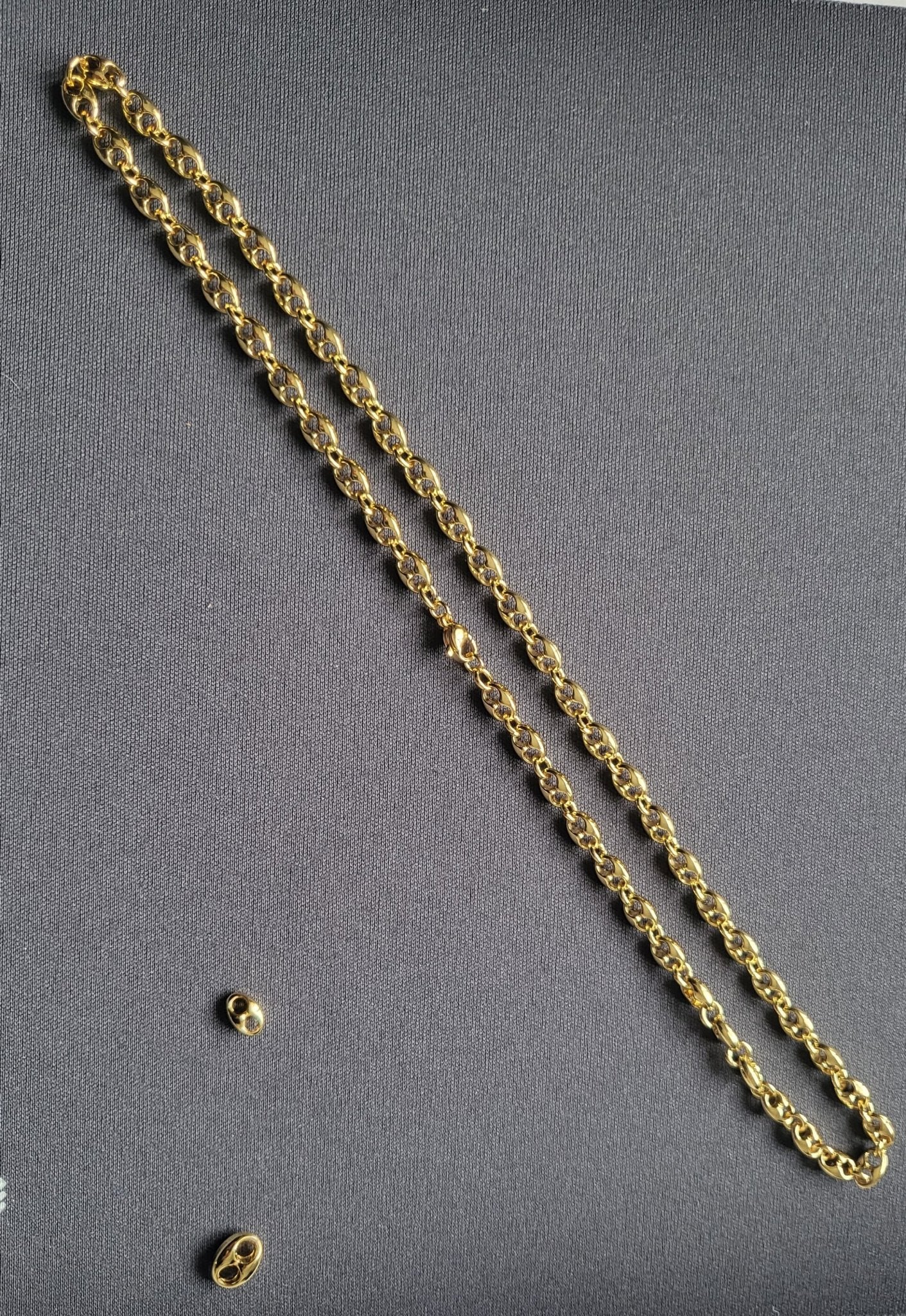 Collier Grain de Café 8mm – Chaîne Acier Inoxydable Doré Homme et Femme - Bijou Graine de Café - Colliergrainedecafe.fr