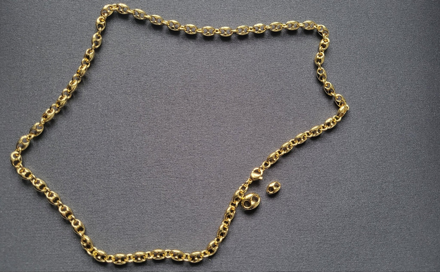 Collier Grain de Café 8mm – Chaîne Acier Inoxydable Doré Homme et Femme - Bijou Graine de Café - Colliergrainedecafe.fr