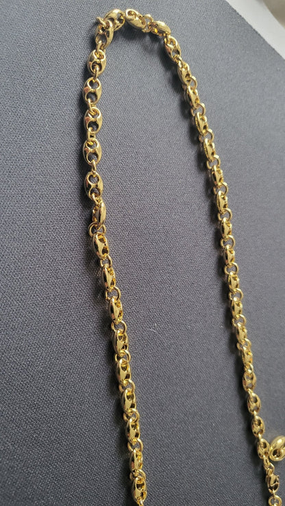 Collier Grain de Café 8mm – Chaîne Acier Inoxydable Doré Homme et Femme - Bijou Graine de Café - Colliergrainedecafe.fr