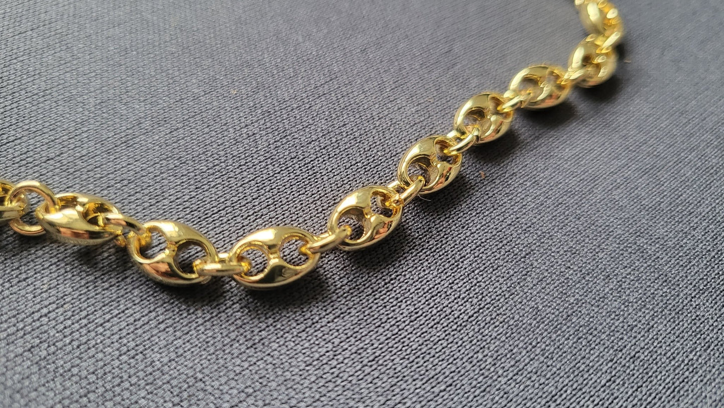 Collier Grain de Café 8mm – Chaîne Acier Inoxydable Doré Homme et Femme - Bijou Graine de Café - Colliergrainedecafe.fr