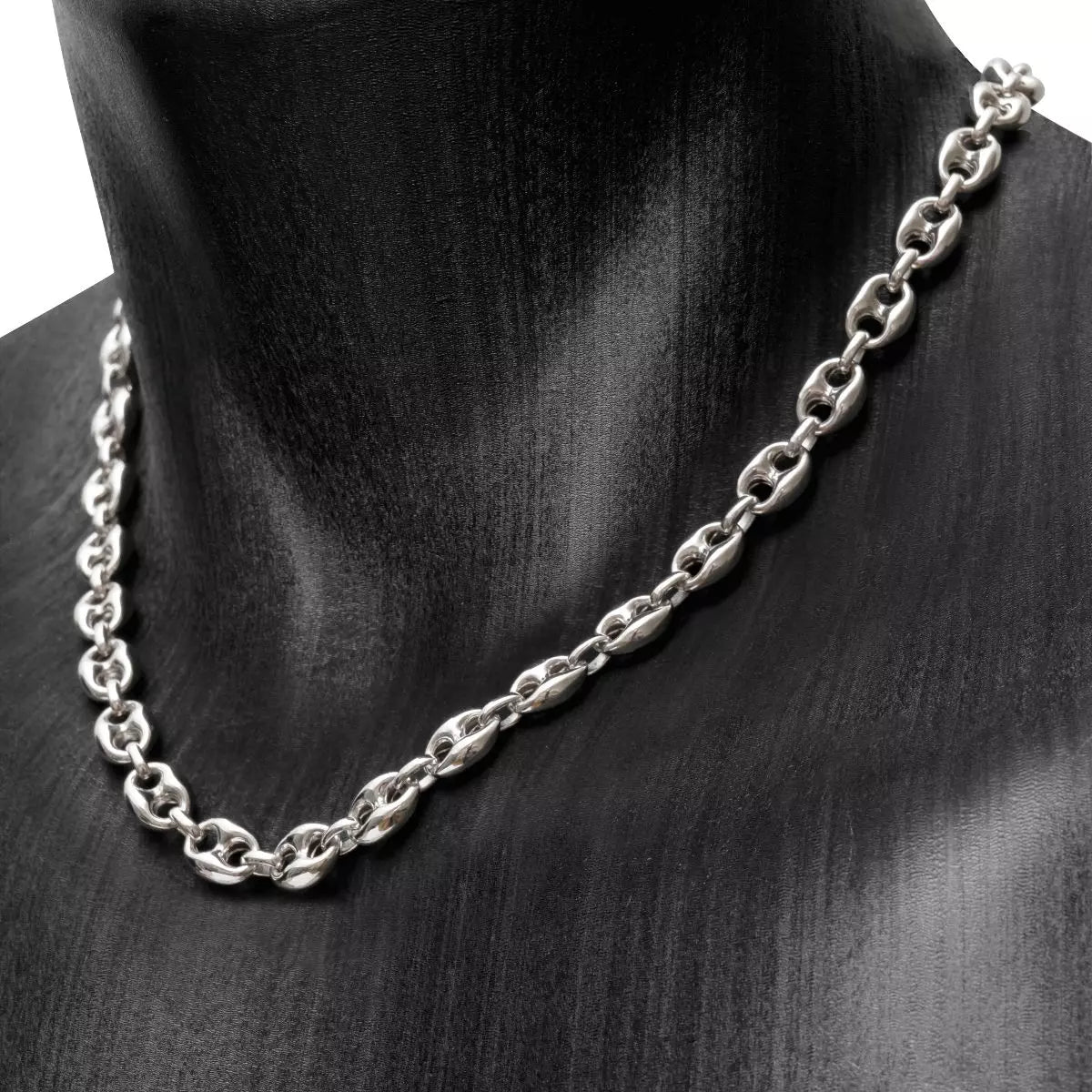 Collier Grain de Café 10mm – Chaîne Acier Inoxydable Argenté Homme et Femme - Bijou Graine de Café - Colliergrainedecafe.fr