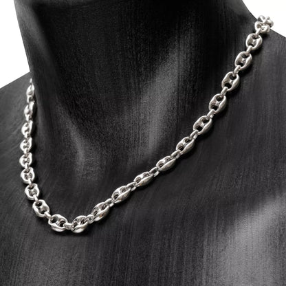 Collier Grain de Café 10mm – Chaîne Acier Inoxydable Argenté Homme et Femme - Bijou Graine de Café - Colliergrainedecafe.fr