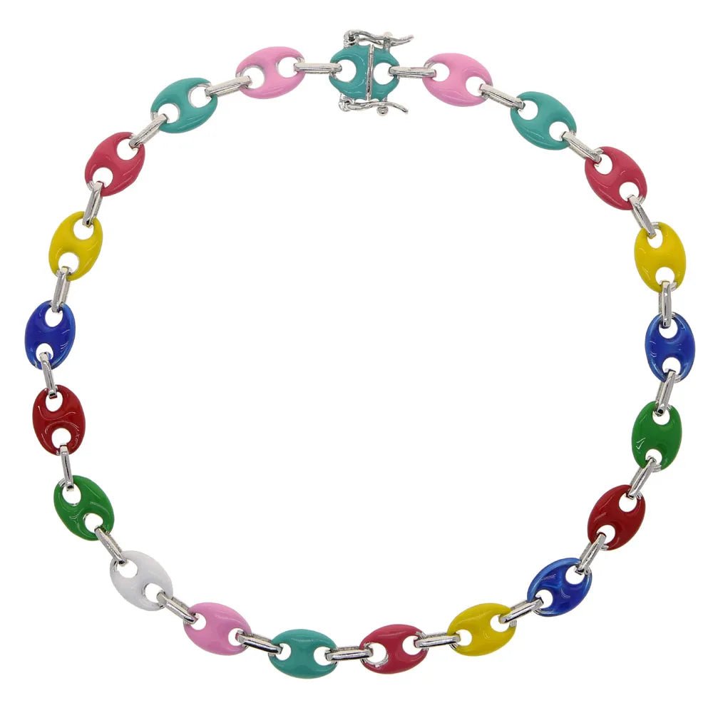 Collier Graine de Café Femme – Chaîne Perles Colorées Acier Doré - Bijou Graine de Café - Colliergrainedecafe.fr