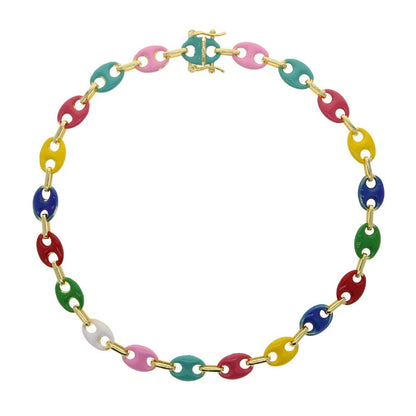 Collier Graine de Café Femme – Chaîne Perles Colorées Acier Doré - Bijou Graine de Café - Colliergrainedecafe.fr