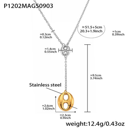 Collier Y Acier Inoxydable 18K Plaqué Or Femme – Chaîne Lariat Pendentif - Bijou Graine de Café - Colliergrainedecafe.fr