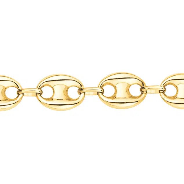 Chaîne de Cheville Grain de Café 10mm – Acier Inoxydable Doré Femme et Homme - Bijou Graine de Café - Colliergrainedecafe.fr